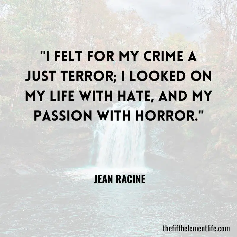 "I felt for my crime a just terror; I looked on my life with hate, and my passion with horror." - Jean Racine