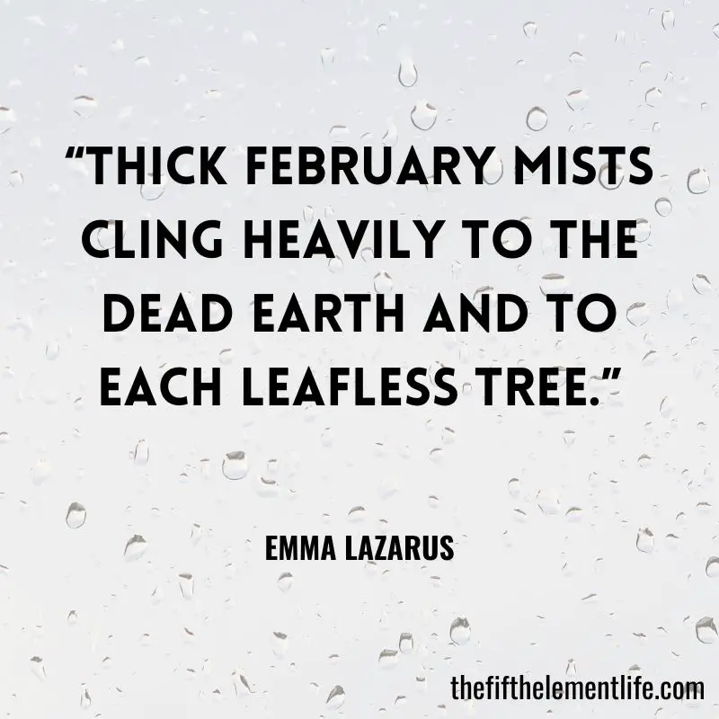 “Thick February mists cling heavily to the dead earth and to each leafless tree.” -Emma Lazarus
