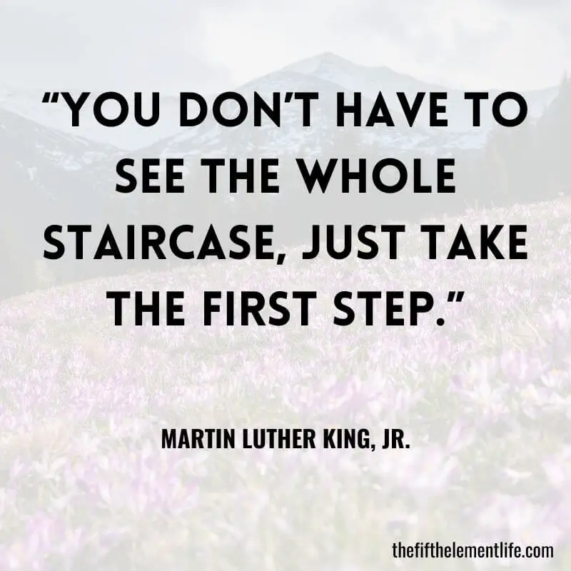 “You don’t have to see the whole staircase, just take the first step.” – Martin Luther King, Jr.