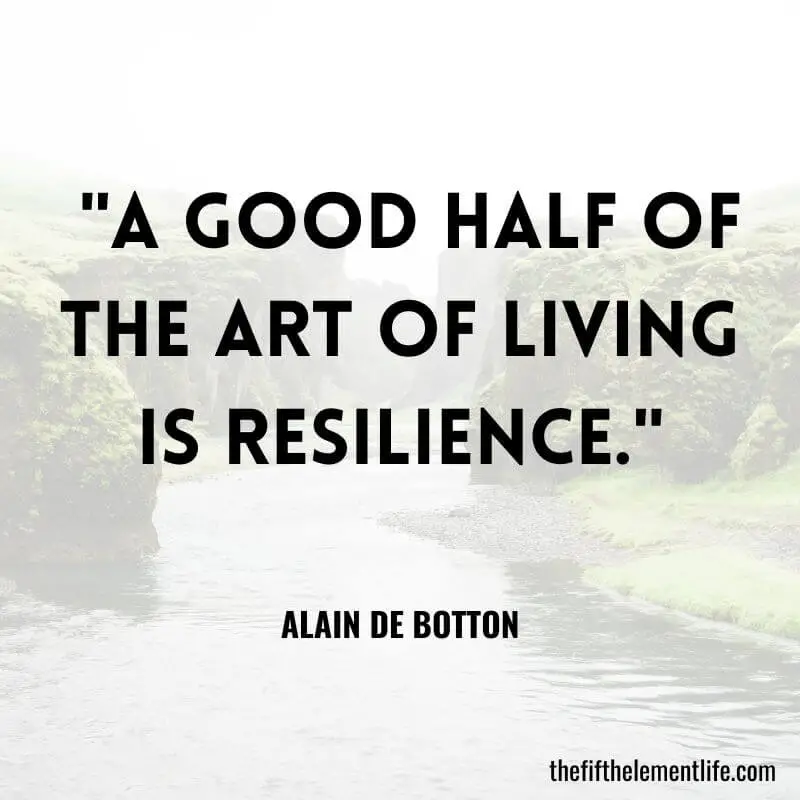 "A good half of the art of living is resilience." - Alain de Botton