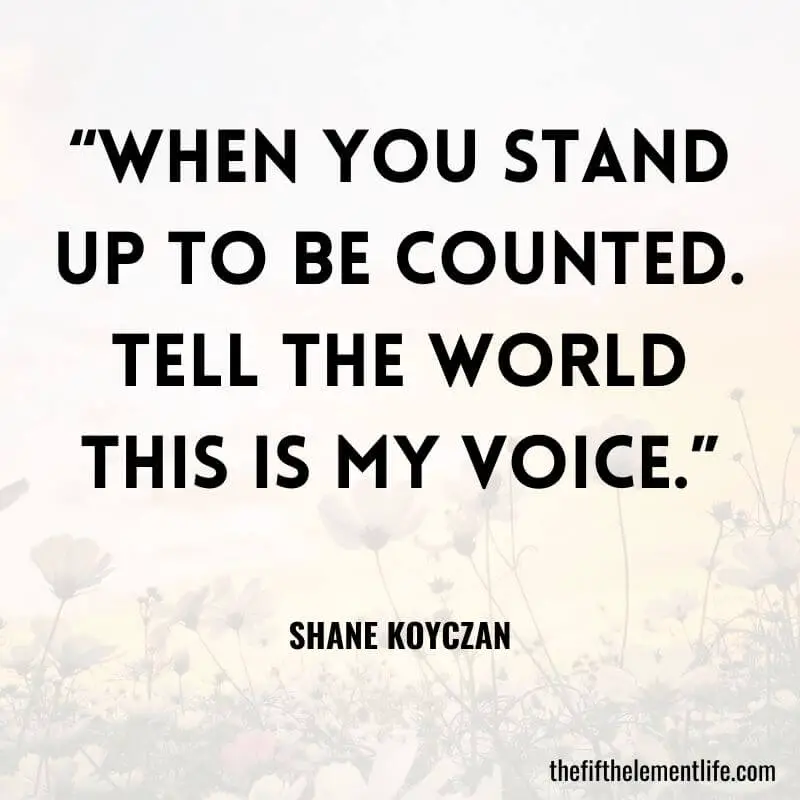 “When you stand up to be counted. Tell the world this is my voice.” – Shane Koyczan