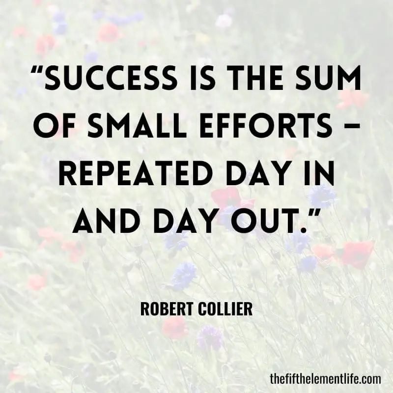  "Success is the sum of small efforts - repeated day in and day out." ― Robert Collier