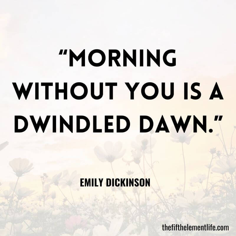 “Morning without you is a dwindled dawn.” - Emily Dickinson