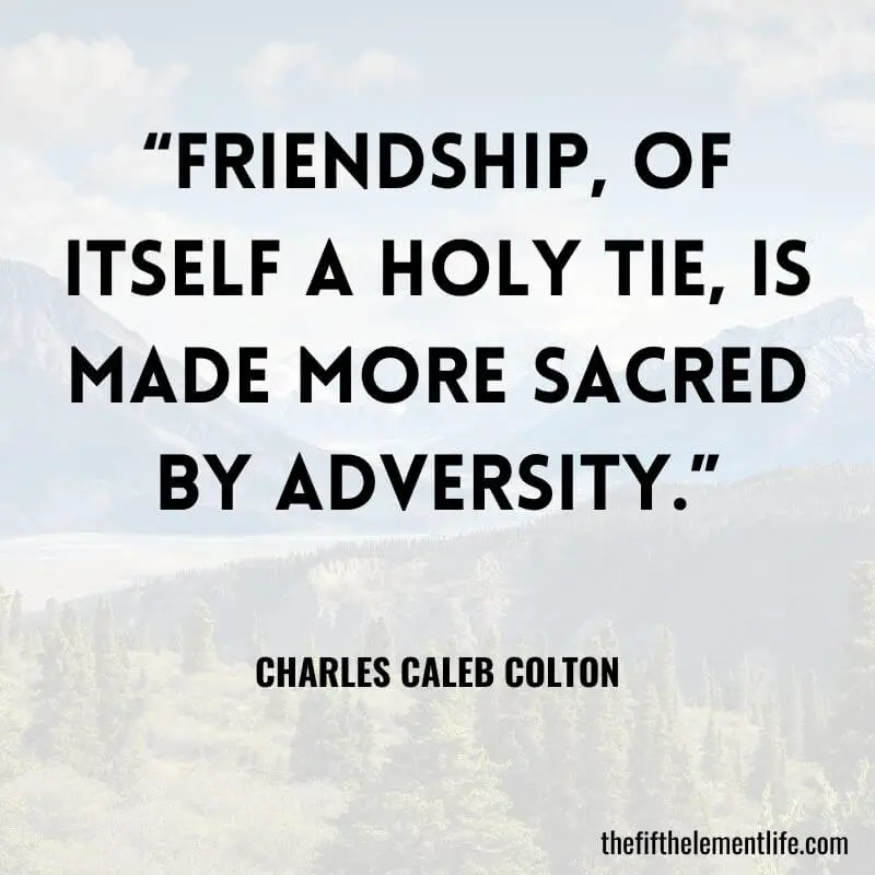 “Friendship, of itself a holy tie, is made more sacred by adversity.” - Quotes About Friendship
