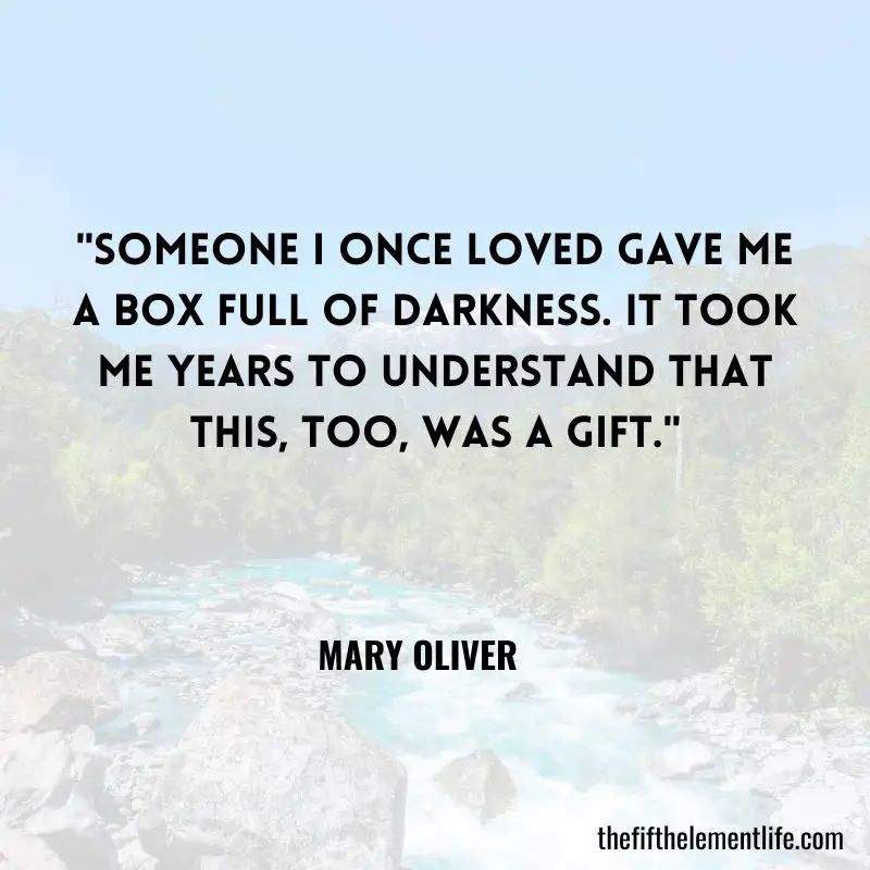 "Someone I once loved gave me a box full of darkness. It took me years to understand that this, too, was a gift." – Mary Oliver