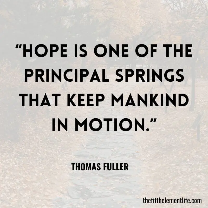 “Hope is one of the principal springs that keep mankind in motion.”