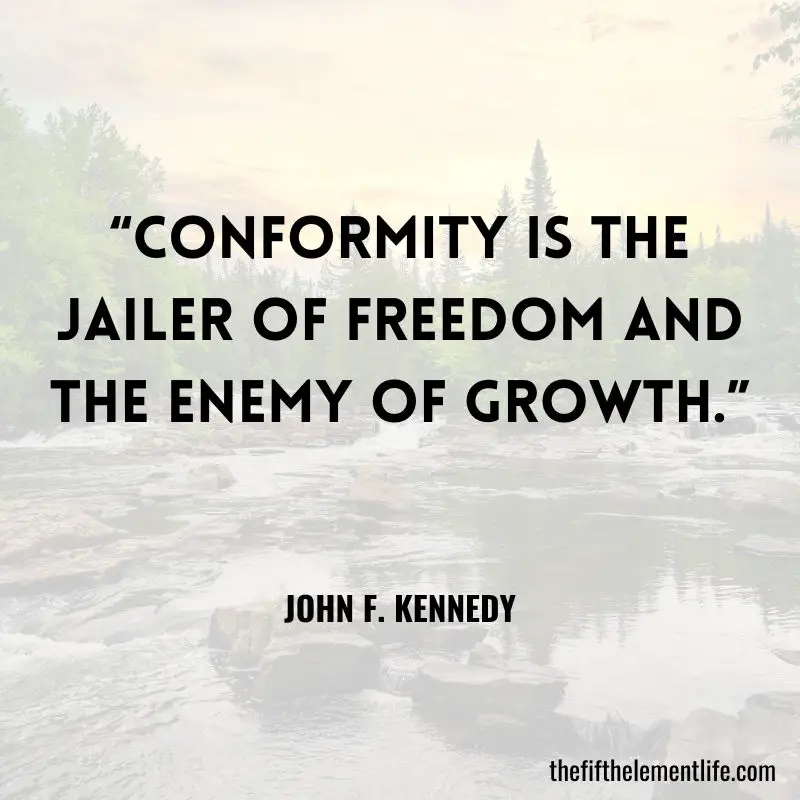 “Conformity is the jailer of freedom and the enemy of growth.” – John F. Kennedy