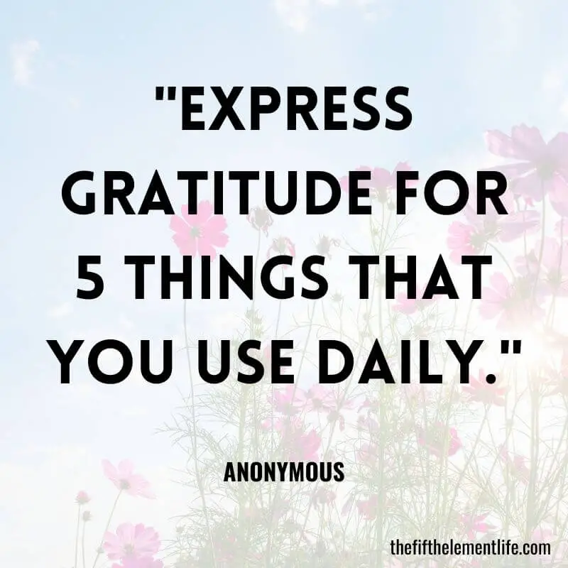 "Express gratitude for 5 things that you use daily."