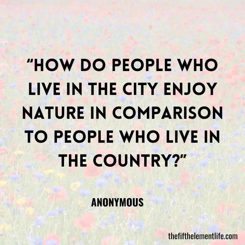 “How do people who live in the city enjoy nature in comparison to people who live in the country?”