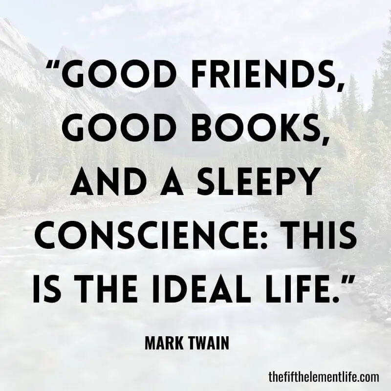 “Good friends, good books, and a sleepy conscience: this is the ideal life.” 