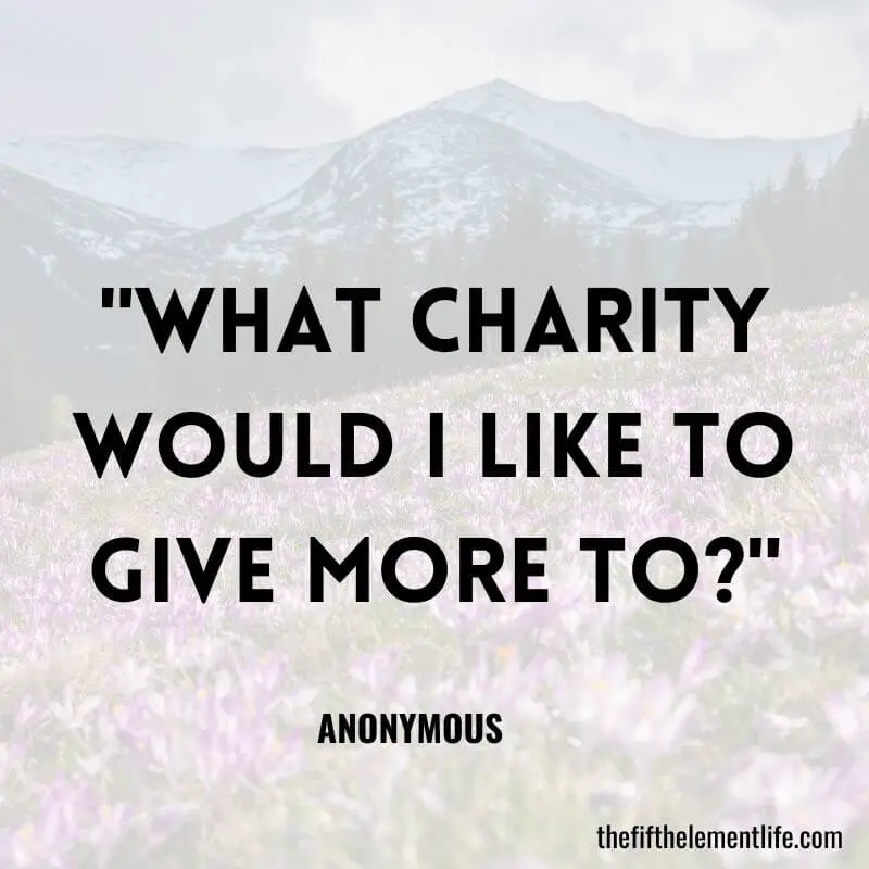 "What charity would I like to give more to?"