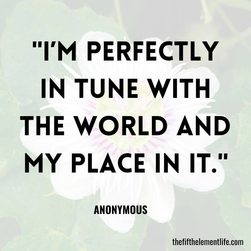"I’m perfectly in tune with the world and my place in it."-Inspiring Personal Mantras