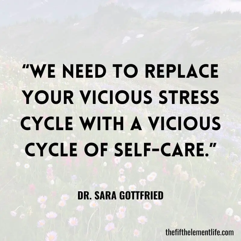 “We need to replace your vicious stress cycle with a vicious cycle of self-care.”