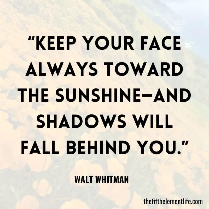 “Keep your face always toward the sunshine—and shadows will fall behind you.”-Positive Thinking Quotes